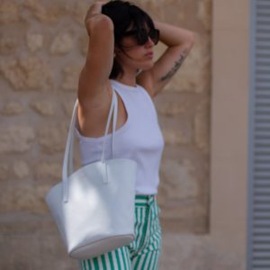 mini cabas mimosa Alénore blanc