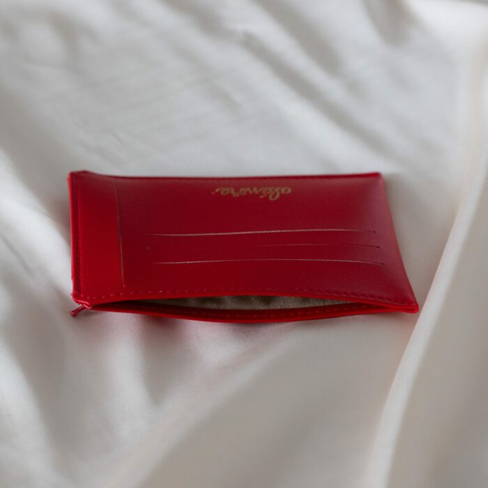 Portefeuille compact Jasmin rouge Alénore maroquinerie végétale végane made in France