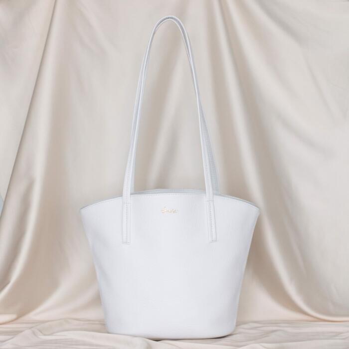 Cabas Mini Mimosa Blanc Alénore maroquinerie végétale végane made in France