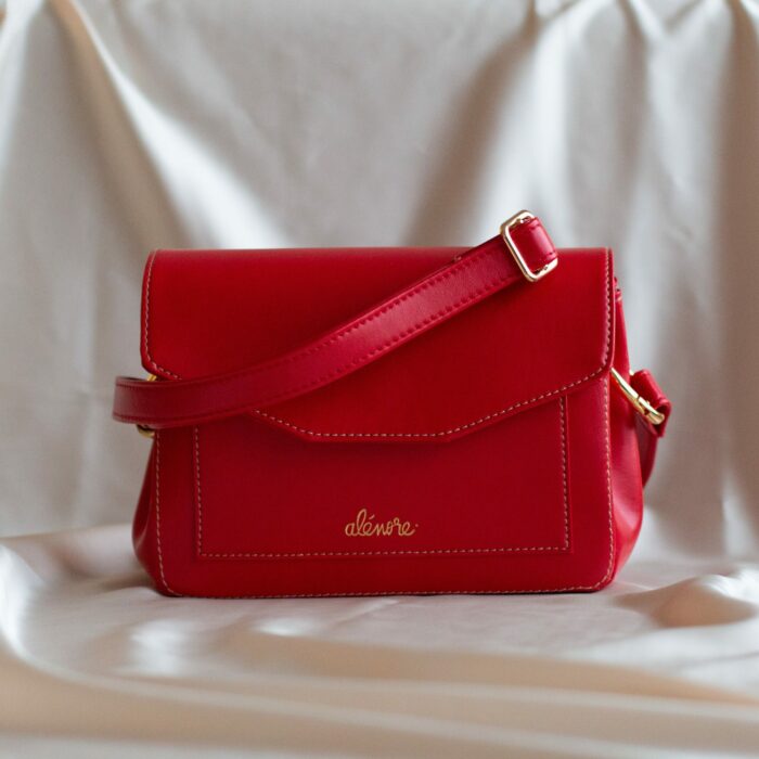 Sac Pâquerette Rouge Bandoulières amovibles matière Alénore Maroquinerie Végane et végétale made in France