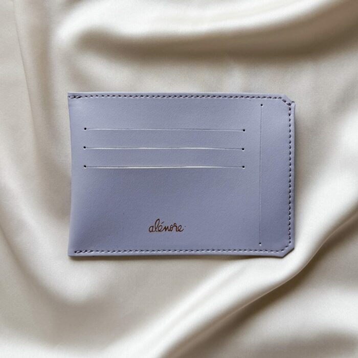 Portefeuille compact lilas Alénore Haute maroquinerie végétale végane fabriquée en France