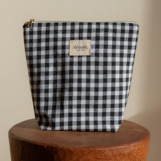 Pochette Tissu Alénore Trapèze - Vichy Noir -