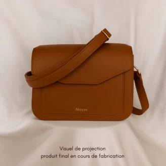 Maxi Pâquerette Marron, sac végane en toile végétale fabriqué en France – Alénore
