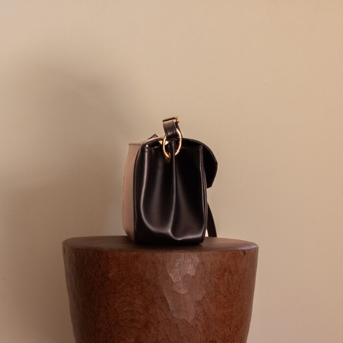 Côté du Maxi Pâquerette Noir et croco sac végane en toile végétale fabriqué en France – Alénore