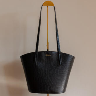 Mini Mimosa Noir croco sac végane en toile végétale fabriqué en France – Alénore